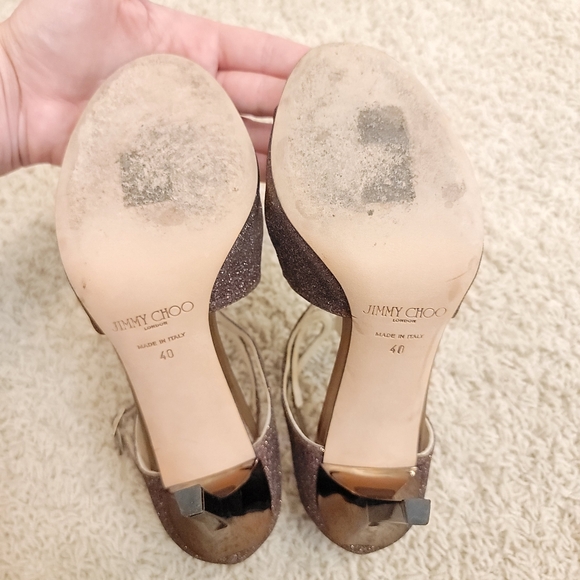 Jimmy Choo Bronze Paloma Lang 110 Glitter Sandals Size 10 - Picture 10 of 15